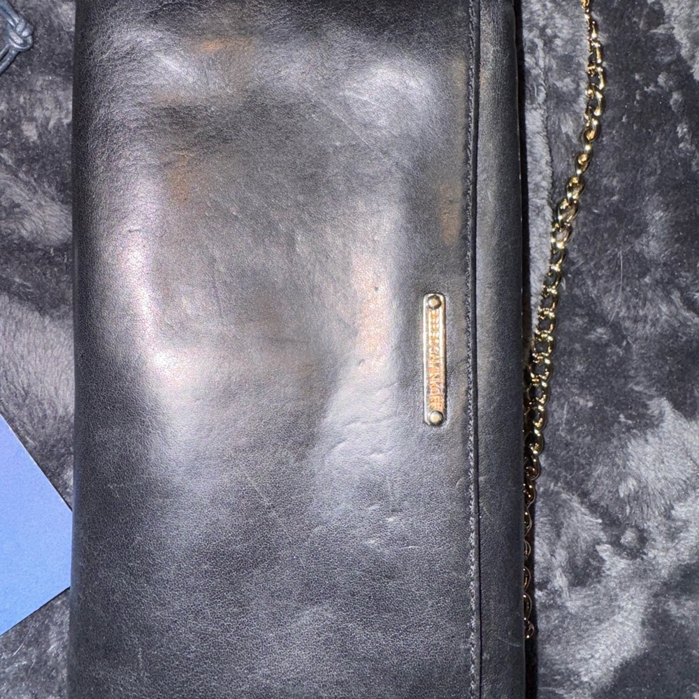 Rebecca Minkoff Black Studded Leather wallet purse with Gold Chain - Picture 13 of 16